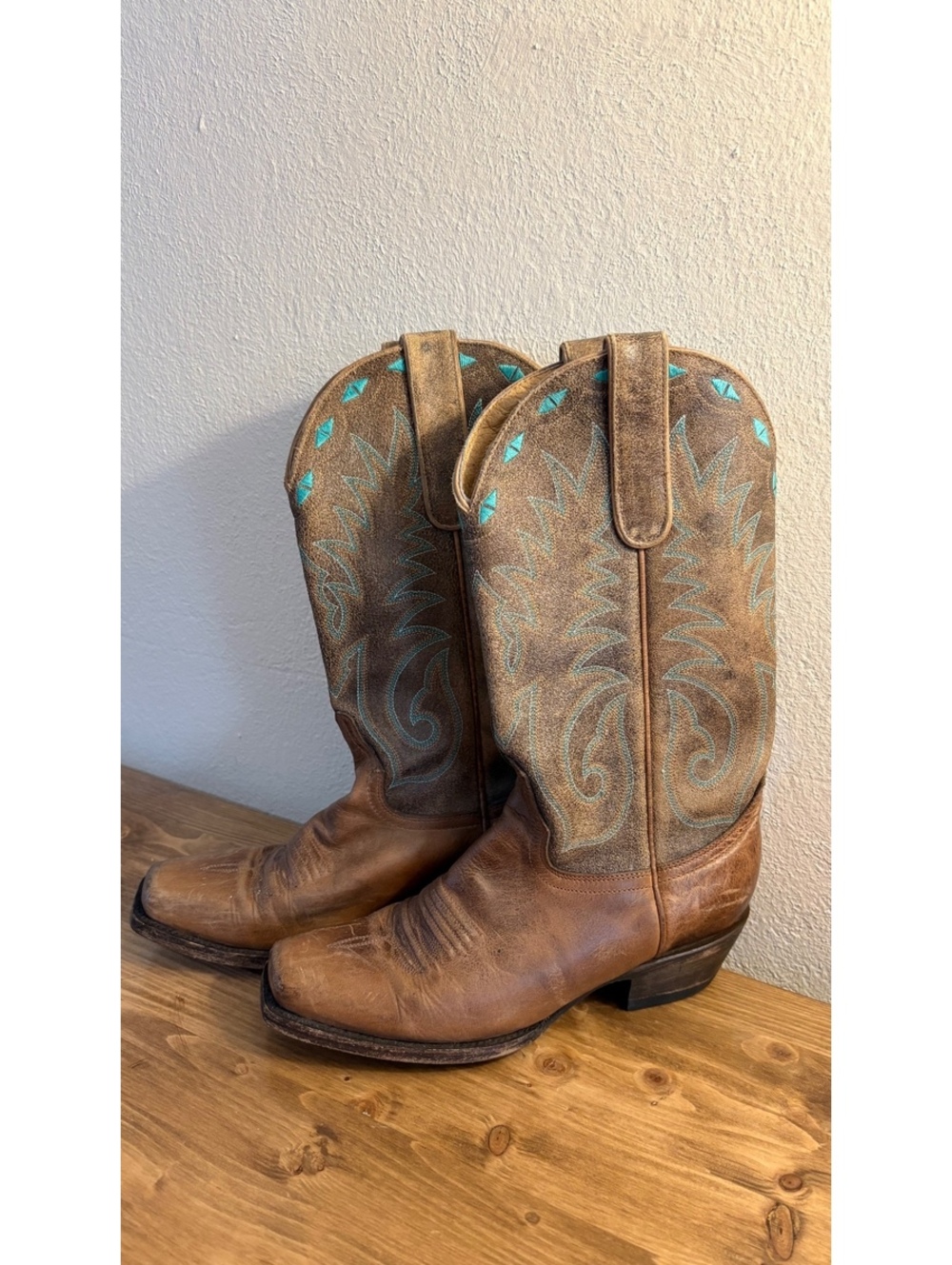 Idyllwind Miranda Lambert Western Boots Turquoise Teal Stitch 6.5B Square Toe